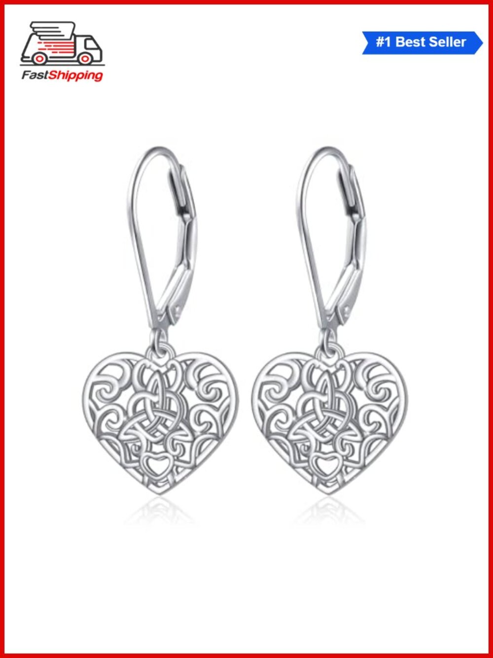 ✨ S925 Sterling Silver Heart Dangle Drop Earrings for Women Jewelry Gift
